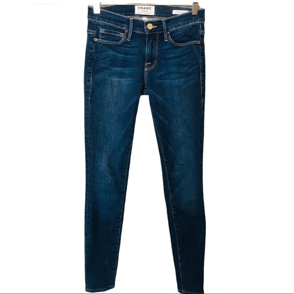 FRAME Medium Rise Medium Wash Denim Blue Jeans 25 Classic - Picture 3 of 15